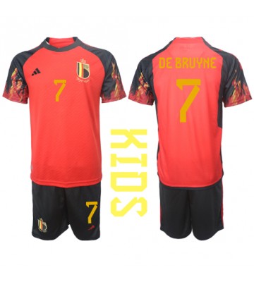 Belgium Kevin De Bruyne #7 Replica Home Stadium Kit for Kids World Cup 2022 Short Sleeve (+ pants)